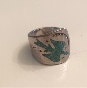 Women's Rings, sliver, with turquoise color accent